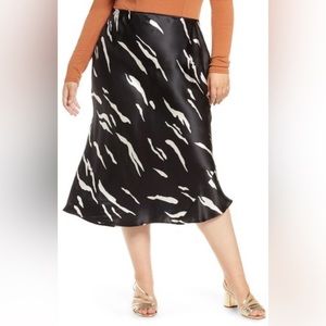 REFORMATION Pratt Silk Midi Skirt In Mustang black size 22